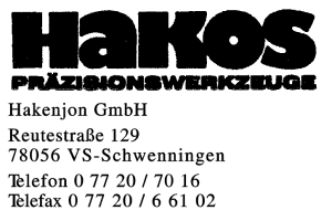 Hakos Präzisionswerkzeuge Hakenjon GmbH