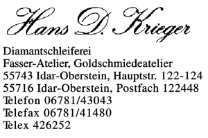 Hans D. Krieger Diamantschleiferei, Fasser-Atelier