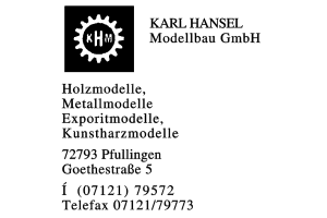 HANSEL, KARL Modellbau GmbH HANSEL, KARL Modellbau GmbH