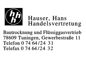 Hauser, Hans, Handelsvertretung Hauser, Hans, Handelsvertretung