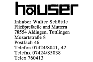 Hauser, Inhaber Walter Schöttle