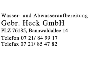Heck GmbH Gebr.  Wasser- und Abwasseraufbereitung