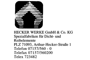 HECKER WERKE GmbH & Co. KG HECKER WERKE GmbH & Co. KG
