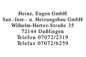 Heinz, Eugen GmbH Heinz, Eugen GmbH