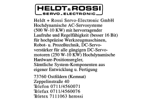 Heldt + Rossi Servo-Electronic GmbH Heldt + Rossi Servo-Electronic GmbH