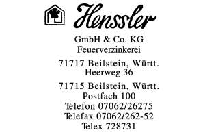 Henssler GmbH & Co. KG Feuerverzinkerei Henssler GmbH & Co. KG Feuerverzinkerei
