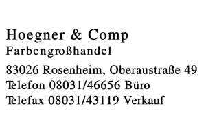 Hoegner & Comp Farbengroßhandel