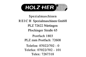 HOLZHER Spezialmaschinen R E I C H, Spezialmaschinen GmbH