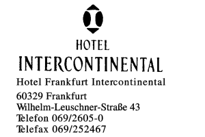 Hotel Frankfurt Intercontinental Hotel Frankfurt Intercontinental