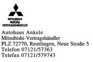 Auto Ankele, Mitsubishi-Vertragshändler