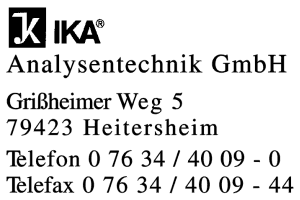 IKA Analysentechnik GmbH IKA Analysentechnik GmbH