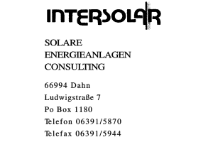 INTERSOLAR SOLARE ENERGIEANLAGEN CONSULTING