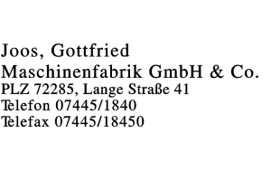 Joos, Gottfried Maschinenfabrik GmbH & Co.