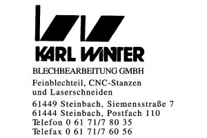 KARL WINTER BLECHBEARBEITUNG GMBH KARL WINTER BLECHBEARBEITUNG GMBH