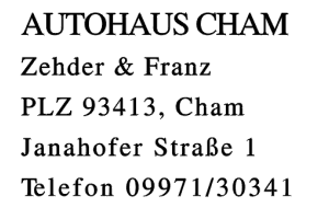 AUTOHAUS CHAM Zehder & Franz
