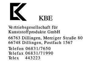 KBE Vertriebsgesellschaft f. Kunststoffprodukte GmbH