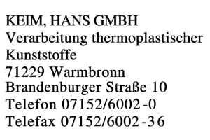 KEIM, HANS GMBH