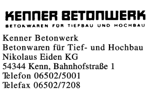 Kenner Betonwerk Betonwaren für Tief- und Hochbau Nikolaus Eiden KG